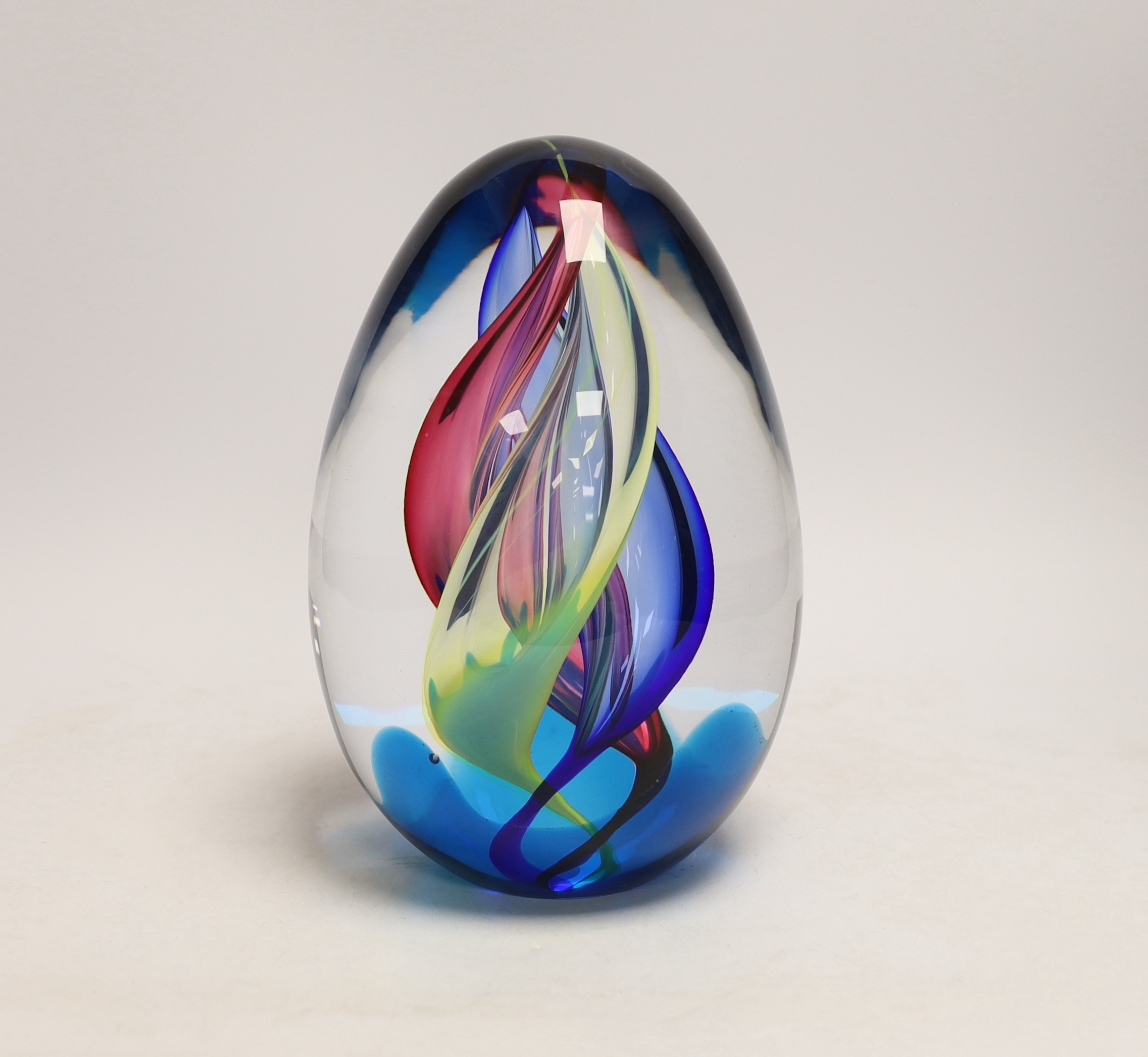 A large ARS, Murano glass egg-shaped ornament, marked ARS to base, signed Cammozzo Roberto, height 22cm